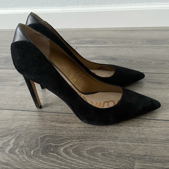 Sam Edelman Black Suede Stiletto Heels Size 8.5 * Pointed Toe - Picture 6 of 11